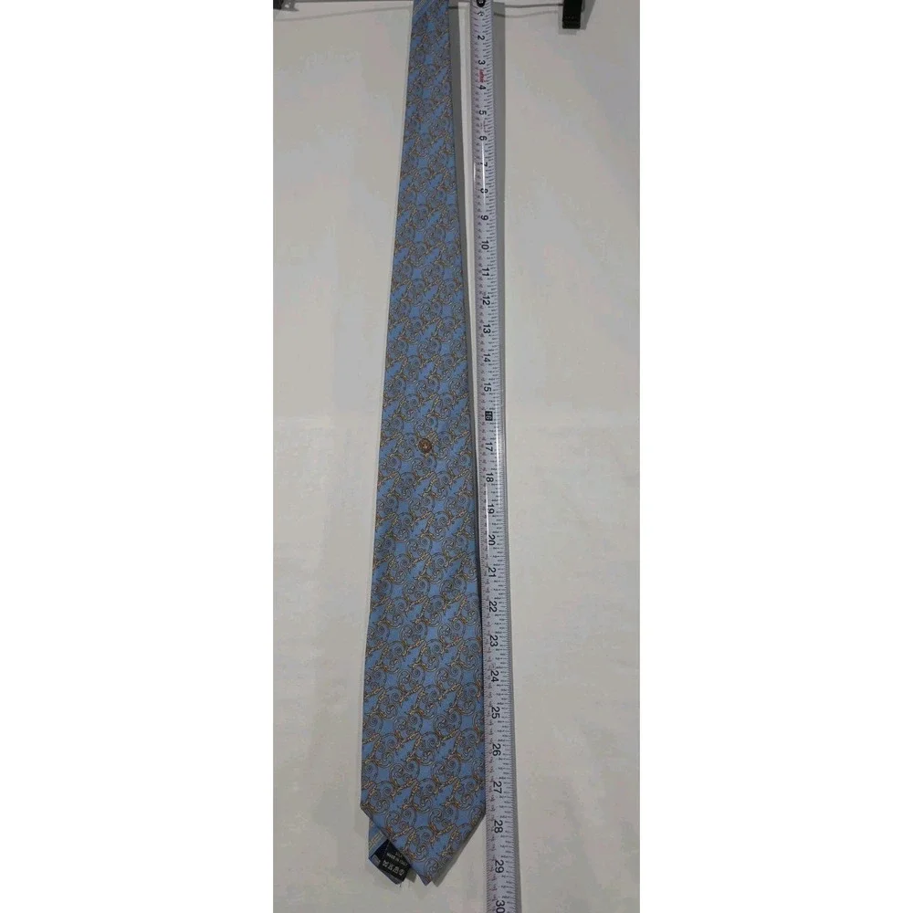 Vintage Versace Medusa Head Light Blue Barpque Tie 100% Pure Silk Blue in Italy